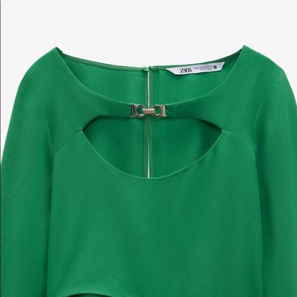 ZARA BLOGGER FAVORITE CUT OUT MIDI DRESS GREEN - Picture 12 of 13